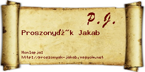 Proszonyák Jakab névjegykártya